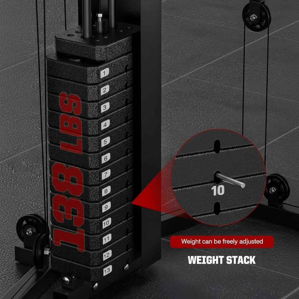Smith Machine Home Gym with Leg Press and Lat Pulldown, 138 lb Stack