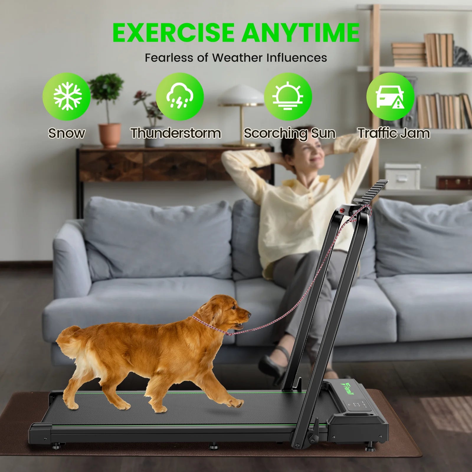 Treadmill 2 in 1 for Home/Office, 300 Lbs Walking Pad Treadmill with Handlebar,Under Desk Treadmill with Mat, Touch Control,Led Display & Remote Control
